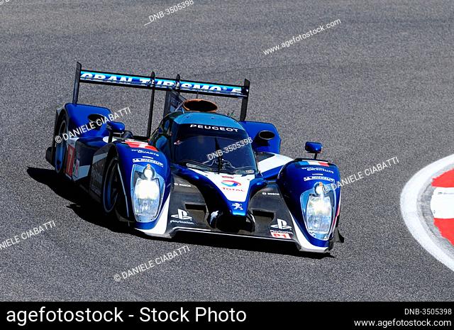 Imola, Italy 3 July 2011: Peugeot 908 HDI Fap 2011 LMP1 of Team Peugeot Sport Total driven by Anthony Davidson and Sebastien Bourdais in action during Race 6H...