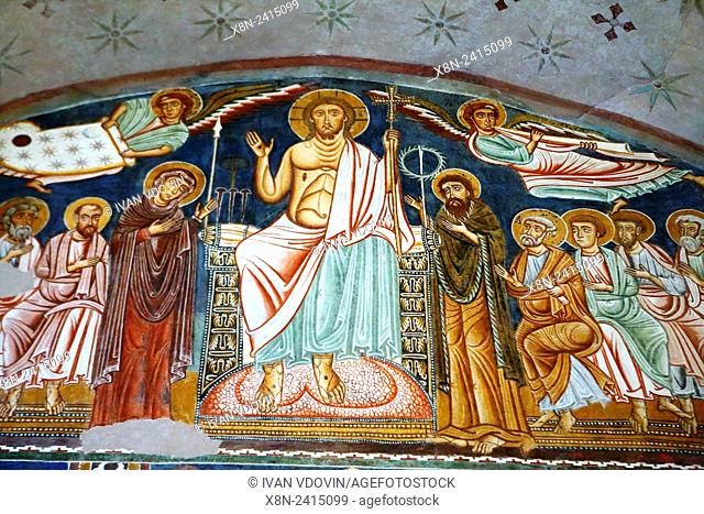 Frescoes in San Silvestro chapel (1246), Santi Quattro Coronati basilica, Rome, Italy