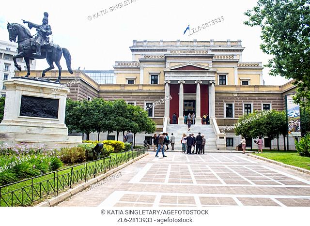 Gorgeous political building with people gathering around in Athen, Greece