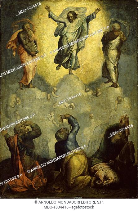 Transfiguration, by Unknown Artist from Messina closed to Polidoro da Caravaggio, 16th Century, oil on board. Italy, Lombardy, Milan, Brera Collection