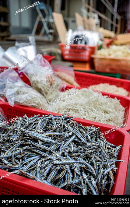 dried seafood market stall, tai o traditional fishing village, lantau