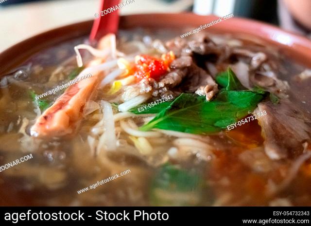 Taiwanese thickened soup noodle with lamb and squid potage