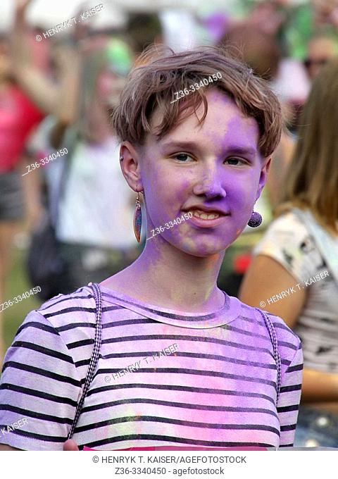 Girl at Color Festival, Krakow, Poland