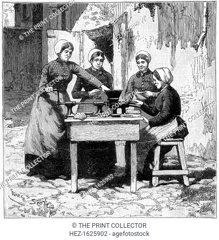 Moulding explosive gum cartridges, Isleten, near Fluelen, Switzerland, 1893. A print from the Illustrated London News, 7th January 1893