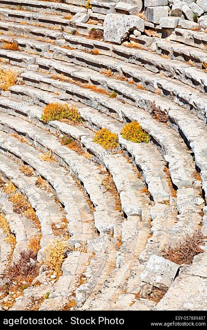 in  turkey  europe   aspendos the old theatre abstract texture  of step and gray