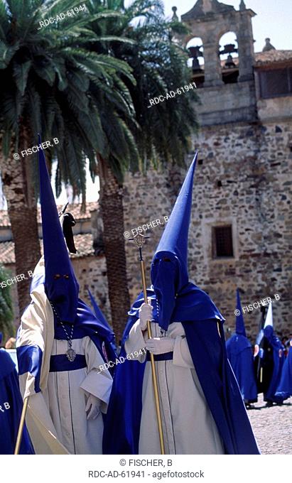 People on Easter procession Trujillo Estremadura Spain
