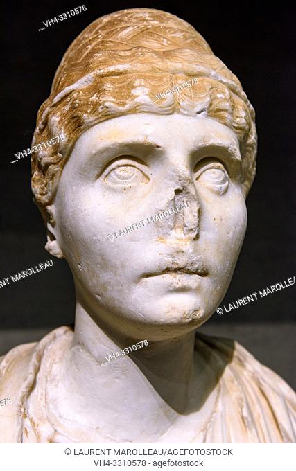Torso of Imperator, Marble (2nd or 3rd century AD) from Evora Museum, Evora, Alentejo Region, Portugal, Europe