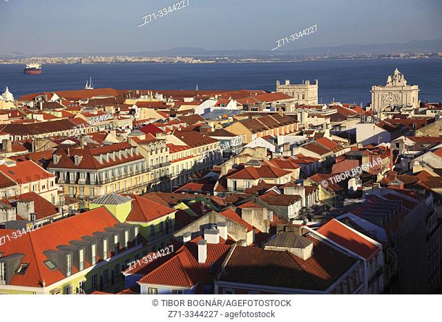 Portugal, Lisbon, skyline, Baixa, Tagus River,