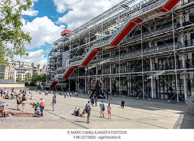 Europe, France, Paris, Centre Georges Pompidou also known as the Pompidou Centre is a complex building in the Beaubourg area of the 4th arrondissement of Paris