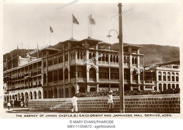 Agency building of the Union Castle Line and Mail Service, British colony of Aden (now in Yemen)