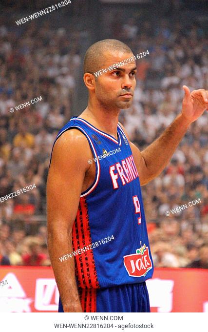Germany Vs France at a tryout game for the European Championship at the sold out Lanxess Arena Featuring: Tony Parker Where: Cologne