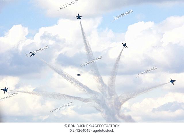 US Navy Flight Demonstration Squadron Blue Angels perform in air show at NAS Jacksonville, Florida