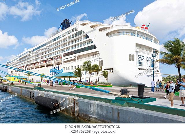 Norwegian Spirit cruise ship at dock in Nassau, Bahamas