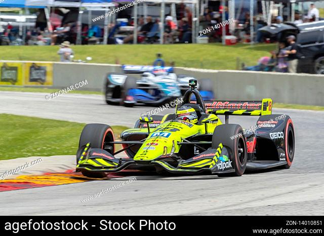 June 23, 2019 - Elkhart Lake, Wisconsin, USA: SEBASTIEN BOURDAIS (18) of France races through the turns during the race for the REV Group Grand Prix at Road...