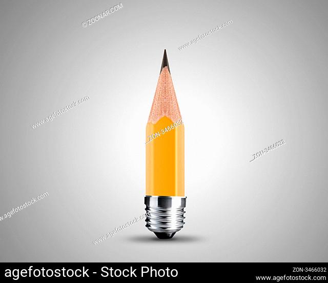 conceptual pencil image, Sharpened Yellow pencil isolated on white background