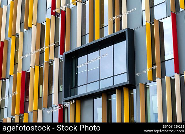 Aalst, Flemish Brabant, Belgium - Abstract colors and lines of the contemporary administrative building
