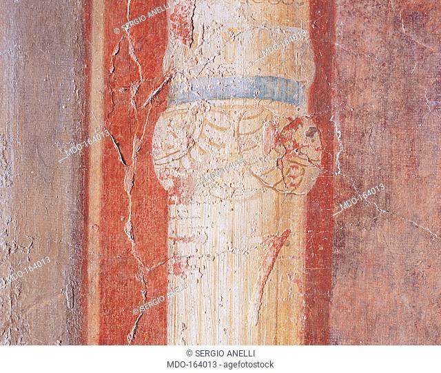 Column of the entrance staircase, by Unknown artist, 25, 1st Century, mural. Italy; Lazio; Rome; Palazzo Massimo alle Terme; Cubicolo B parete di fondo...