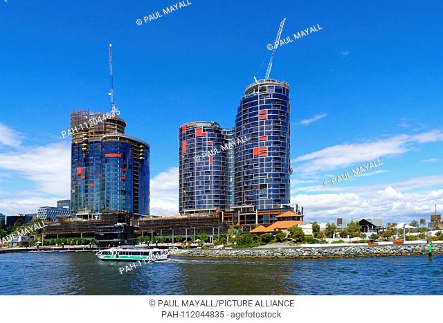 High rise apartments under construction, Elizabeth Quay, Perth, Western Australia | usage worldwide. - Perth/Western Australia/Australia