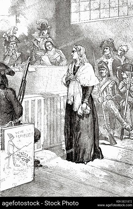 Trial of Marie-Antoinette 81755 - 1793) before the French Revolutionary Tribunal, 14th October, 1793. Marie Antoinette