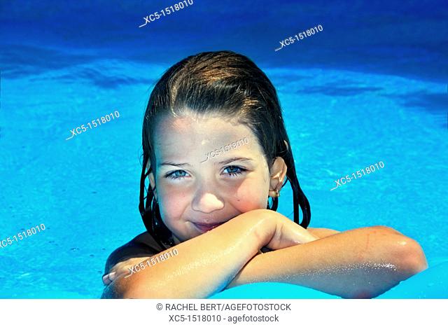 Young girl pool portrait