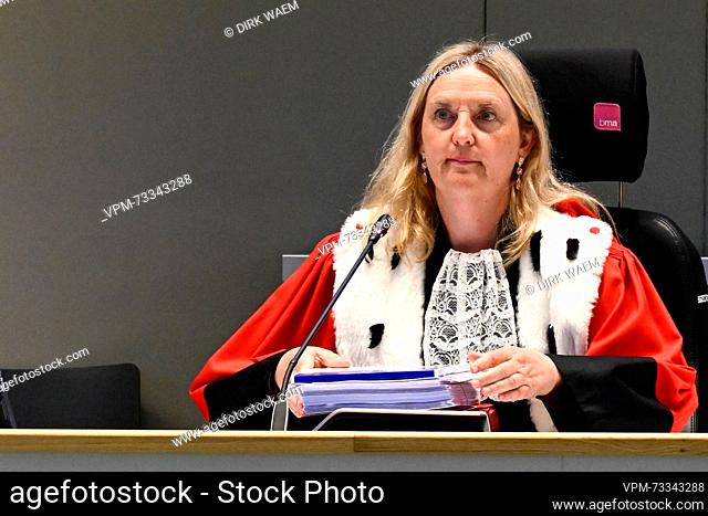 Chairwoman of the court Laurence Massart pictured during a session with pleadings concerning the sentencing at the the trial of the terrorist attacks of March...