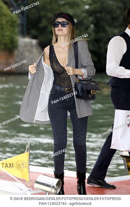 Ginevra Lambruschi arriving at the Pier of the Hotel Excelsior at the Venice Biennale 2019 / 76th Venice International Film Festival. Venice, 06.09