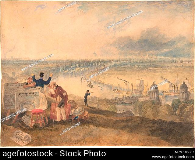 View of London from Greenwich. Artist: Joseph Mallord William Turner (British, London 1775-1851 London); Date: 1825; Medium: Watercolor and ink and traces of...