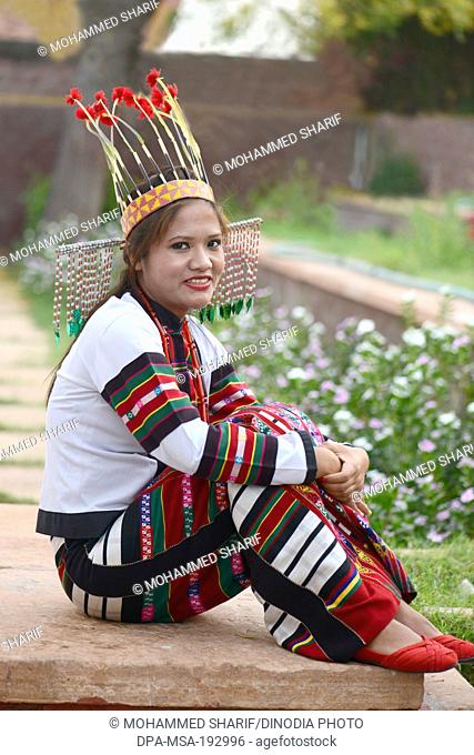 Woman Wearing Traditional Dress Mizoram India Asia Mr#786