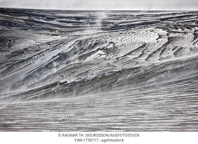 Ash covered glacier from the Grimsvotn eruption, Vatanjokull Ice Cap, Iceland
