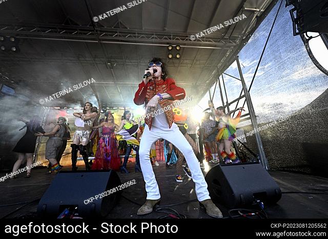 American singer LP (Laura Pergolizzi) performs during the LGBT+ festival Prague Pride, on August 12, 2023, on Letna plain in Prague, Czech Republic