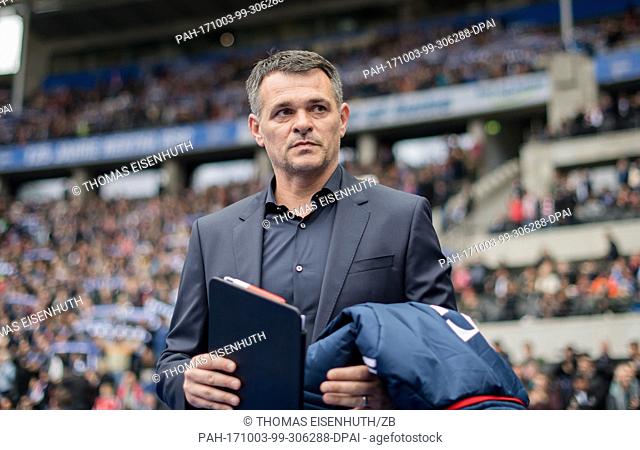 Munich's interim coach Willy Sagnol pictured during the German Bundesliga football match between Hertha BSC and FC Bayern Munich at the Olympic Stadium in...