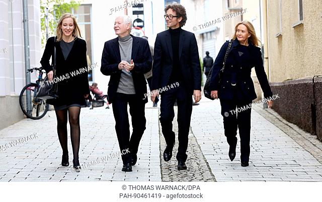 FILE - A file picture dated 02 May 2017 shows Anton Schlecker (2nd from left), his wife Christina (R) and his children Meike (L) and Lars (2nd from right)...
