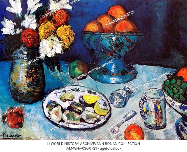 Oil on canvas painting by the Spanish artist Pablo Picasso (25th October 1881 - 8th April 1972) work titled 'Still life'. Completed in 1901