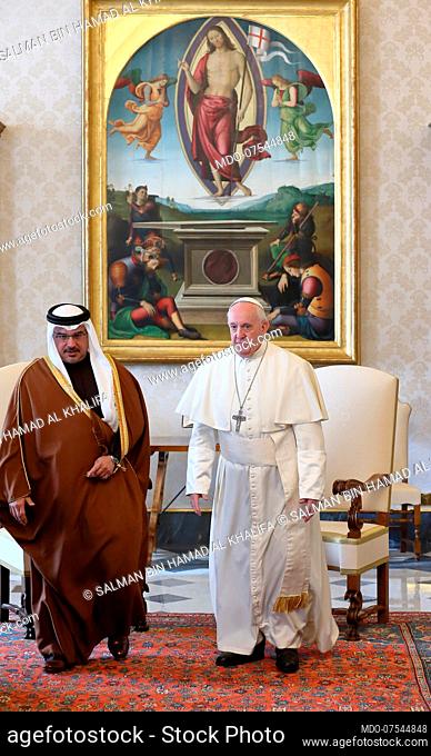 Meeting of Pope Francis with Salman bin Hamad Al Khalifa, crown prince of Bahrain, at the Apostolic palace. Vatican City (Italy), February 3rd, 2020