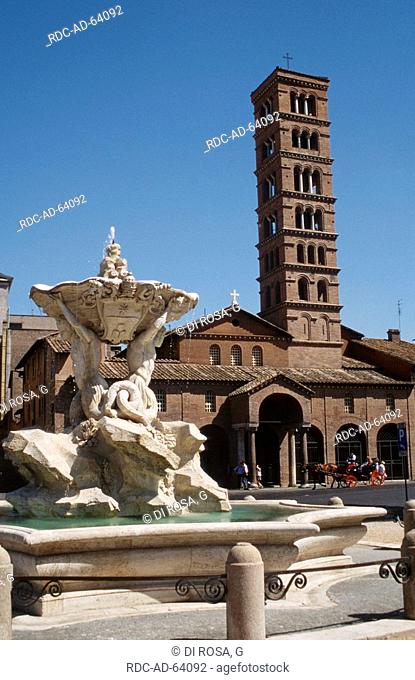 Church Santa Maria in Cosmedin and fountain Rom e Italy