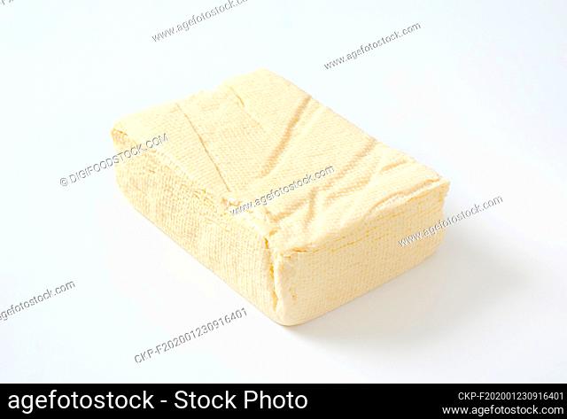 Block of fresh bean curd (tofu)