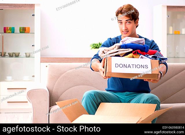 Concept of charity with donated clothing