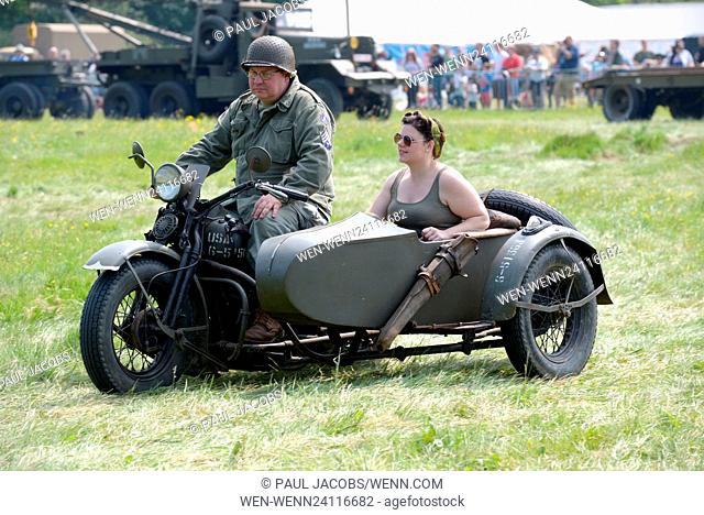 Pictured on a warm bank holiday weekend is the Solent Overlord WW2 show in Denmead, Hampshire, UK. The show attracts over 4000 visitors over the weekend with...