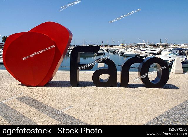 Faro (Algarve) Portugal. Tourist emblem of the city of Faro in the Algarve region