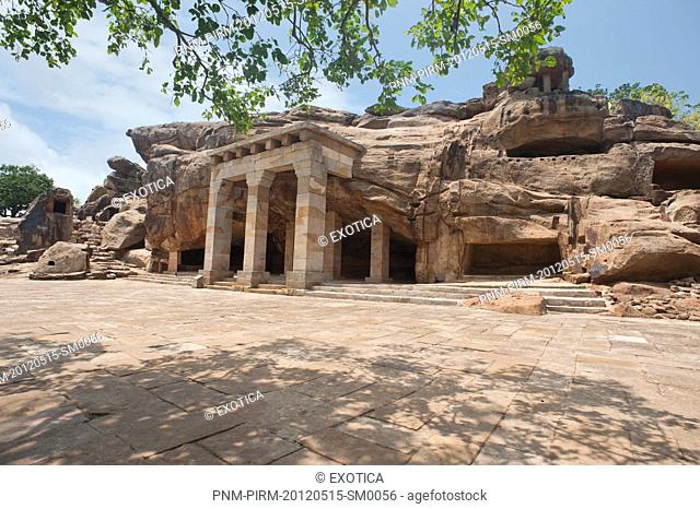 Ruins of buildings at an archaeological site, Udayagiri and Khandagiri Caves, Bhubaneswar, Orissa, India