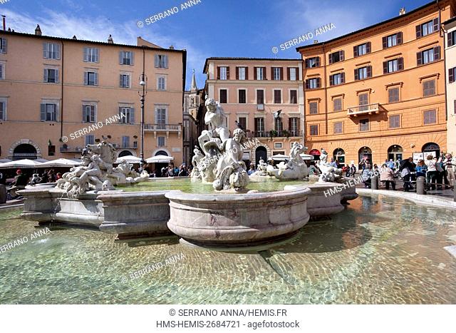 Italy, Latium, Rome, Piazza Navona, listed as World Heritage by UNESCO