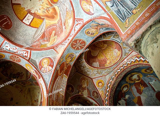 Frescoes in Elmali church, Goreme Open Air Museum. Cappadocia, Central Anatolia, Turkey
