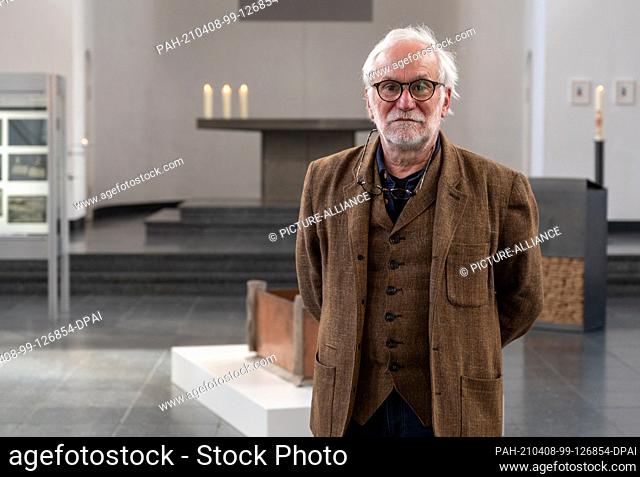 08 April 2021, Berlin: Eugen Blume, German curator and art historian, stands in the exhibition Joseph Beuys ""The Inventor of Electricity"" in St
