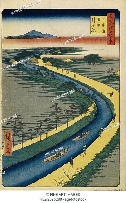 Towboats on the Yotsugi dori Canal (One Hundred Famous Views of Edo), 1856-1858. Found in the collection of the State Hermitage, St. Petersburg