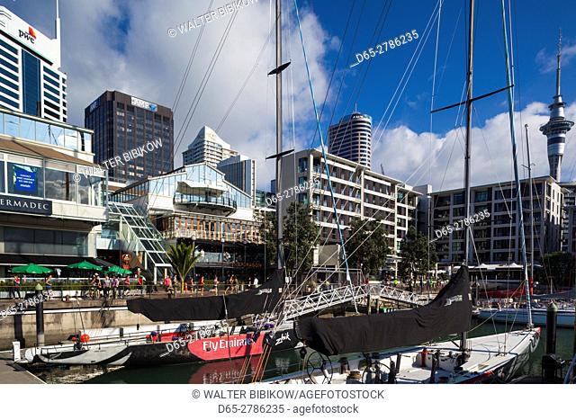 New Zealand, North Island, Auckland, skyline from Viaduct Harbour