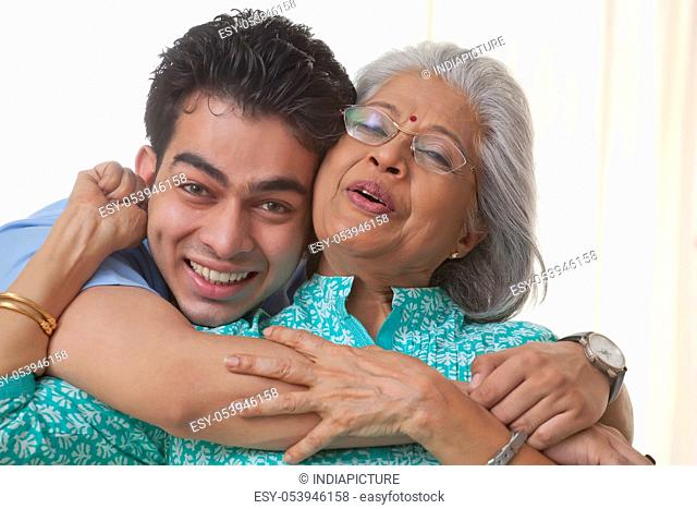 Portrait of a grandmother and grandson