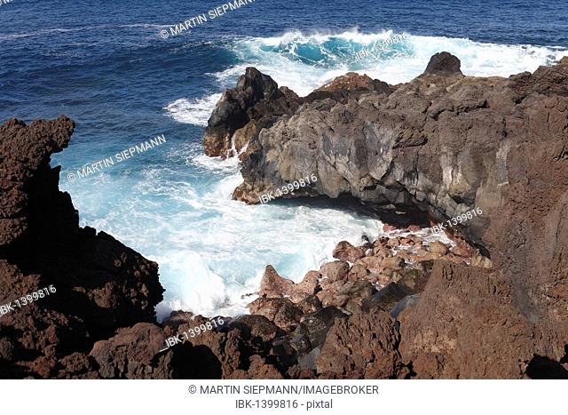 Coast in Timanfaya National Park, Lanzarote, Canary Islands, Spain, Europe
