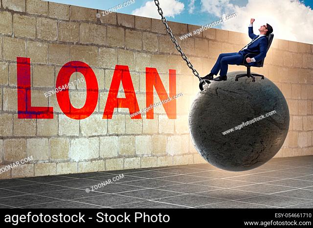 The debt and loan concept with businessman