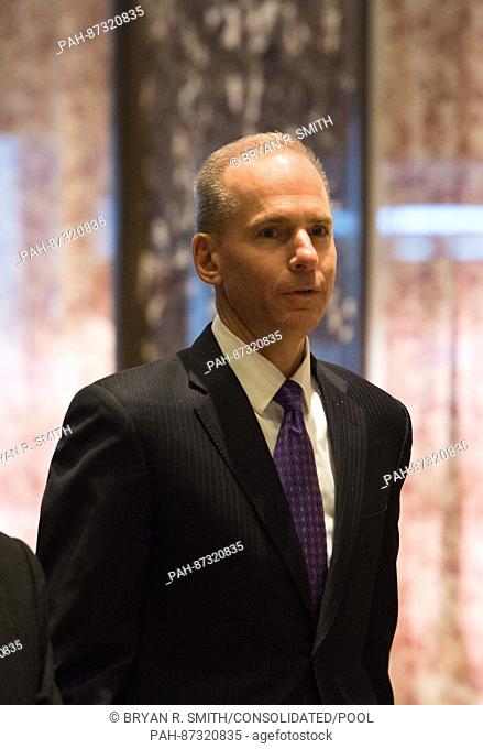 Dennis A. Muilenburg, president and chief executive officer of The Boeing Company, arrives to Trump Tower on January 17, 2017 in New York City. U.S