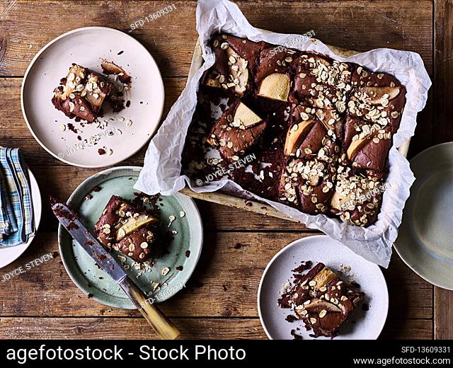 Chocolate and pear brownies